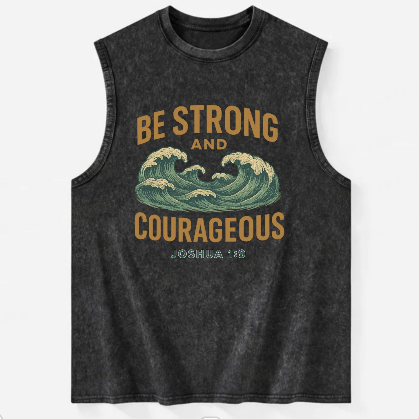 Joshua 1:9 Ocean - Vintage Washed Tank - Black