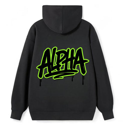 Bold typography design - "ALPHA" - leader of the pack - Classic Pullover Hoodie - Black
