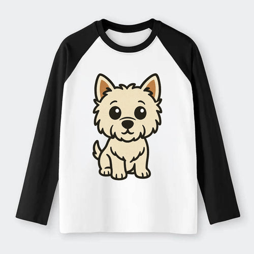 West Highland White Terrier - Alert standing pose - Raglan Long Sleeve T-Shirt