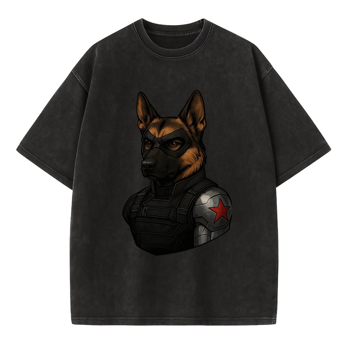 German Shepherd Winter Soldier  - Vintage T-shirt - Black