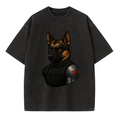 German Shepherd Winter Soldier  - Vintage T-shirt - Black