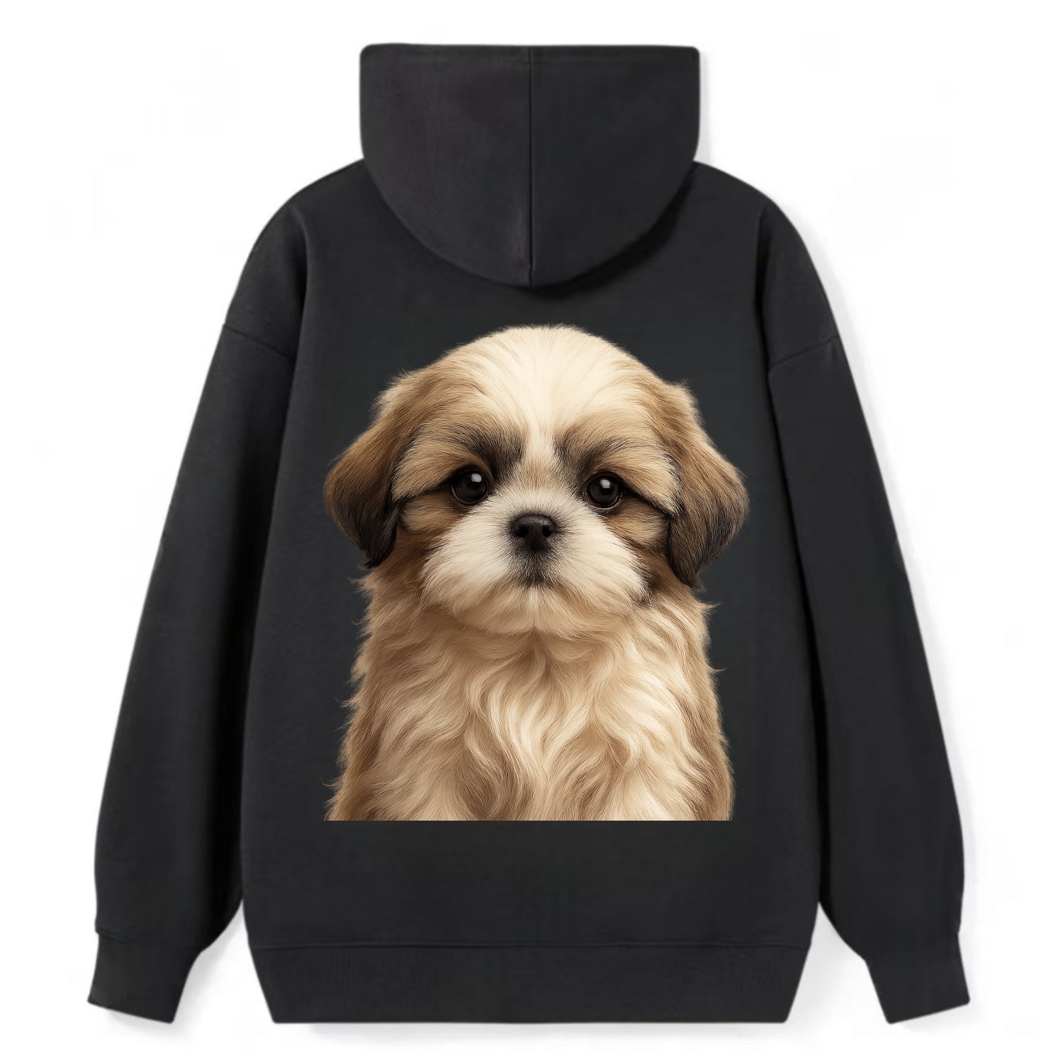 Baby Shih Tzu Puppy - long flowing coat, flat face, big dark eyes, - Classic Pullover Hoodie - Black