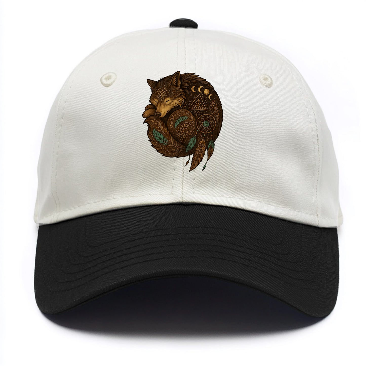 Sleeping Wolf Peace  - Two Tone Cap - Black