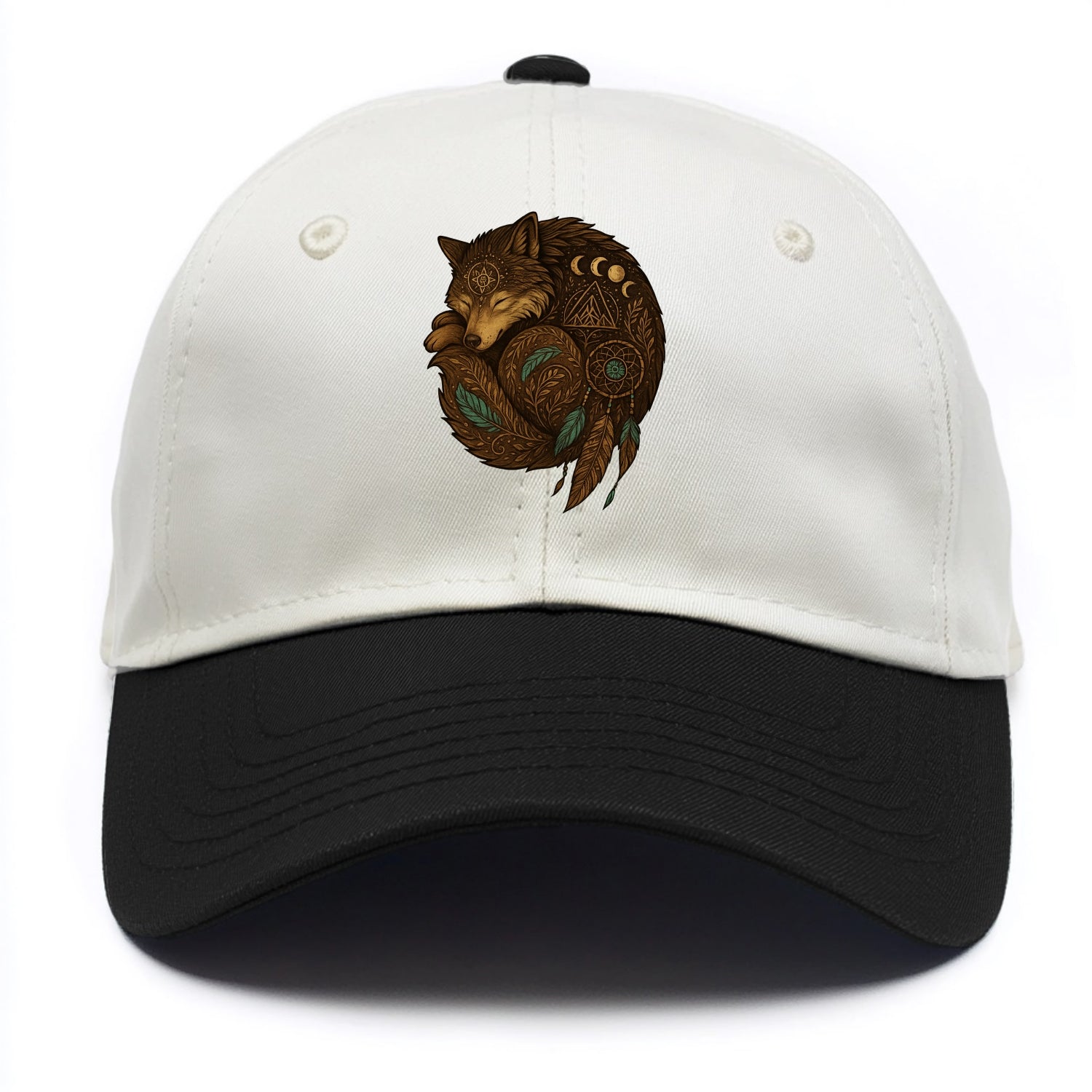 Sleeping Wolf Peace  - Two Tone Cap - Black