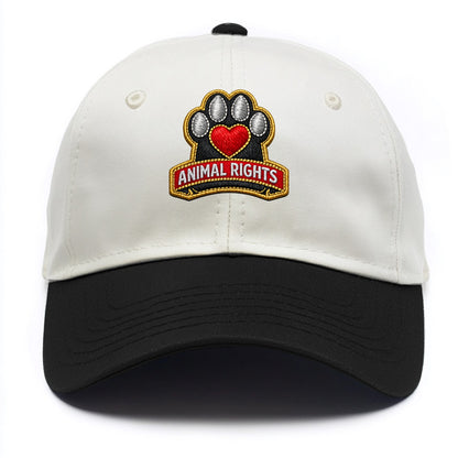ANIMAL RIGHTS - raised paw with heart in red , advocacy - Two Tone Cap - Black