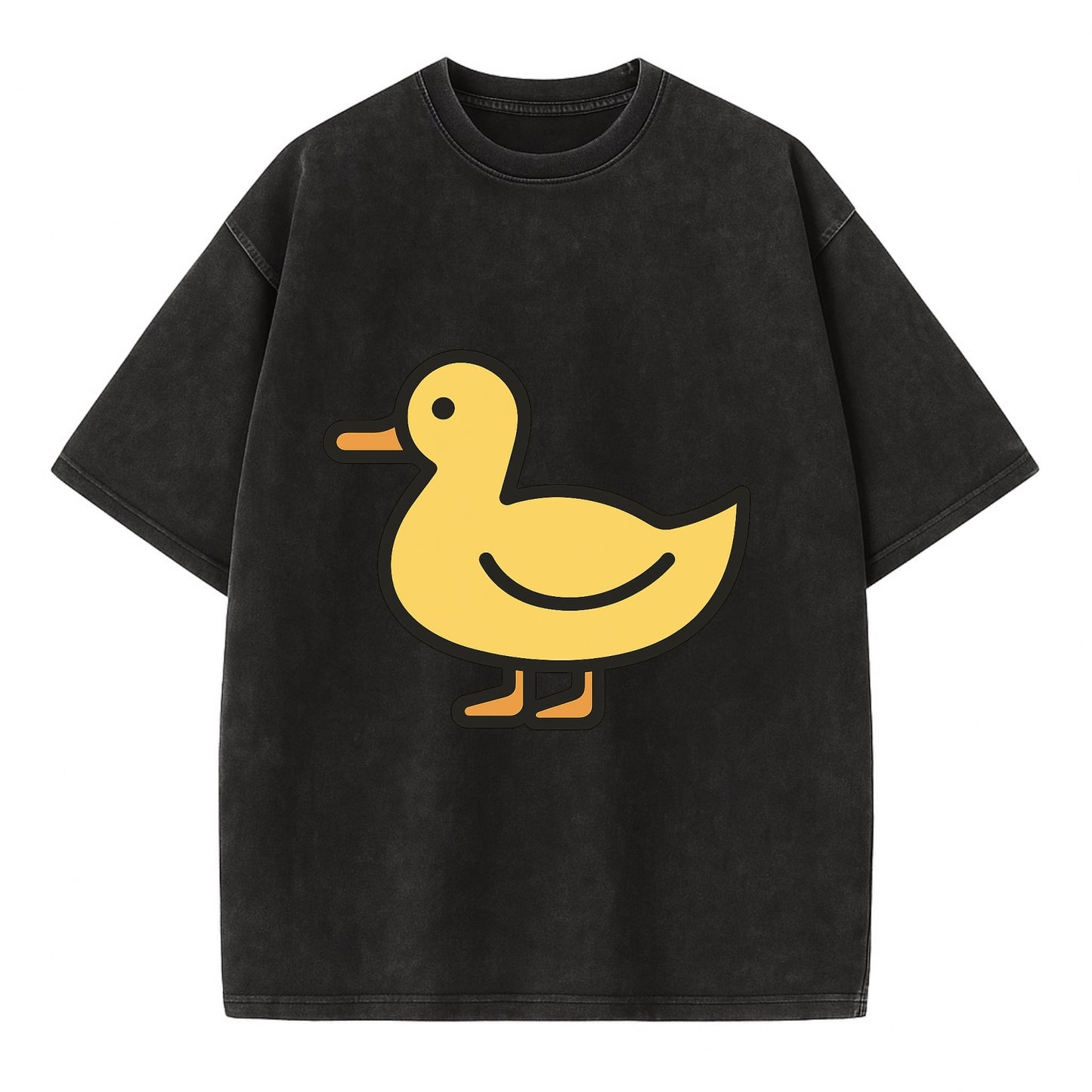 Duck - Yellow mallard flat side profile - Vintage T-shirt - Black