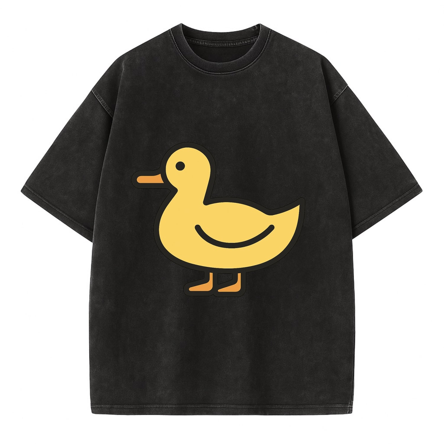 Duck - Yellow mallard flat side profile - Vintage T-shirt - Black