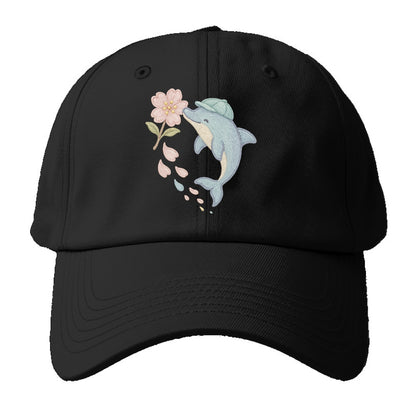 Dolphin Sakura Leap  - Baseball Cap - Black