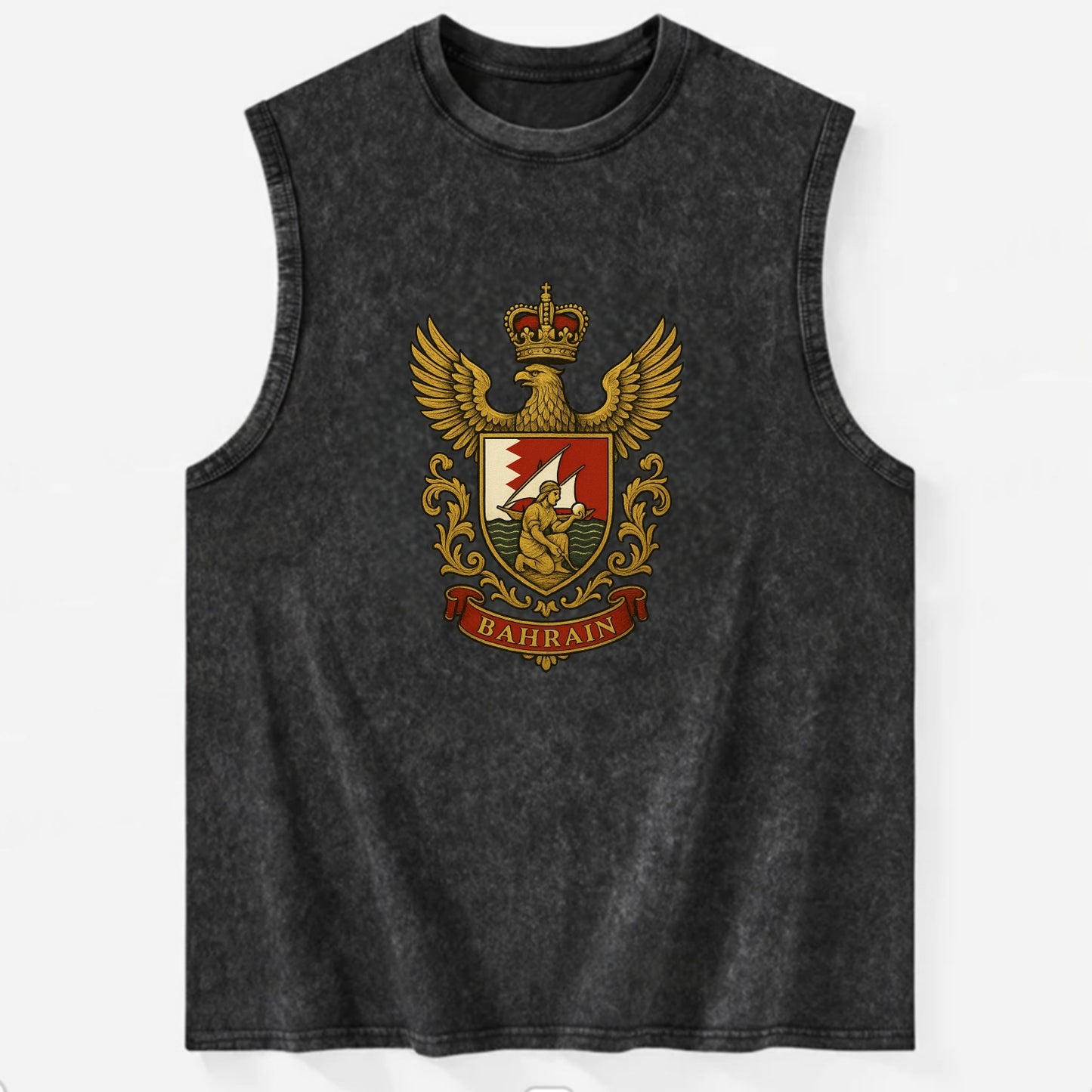 Bahrain Heritage Badge  - Vintage Washed Tank - Black