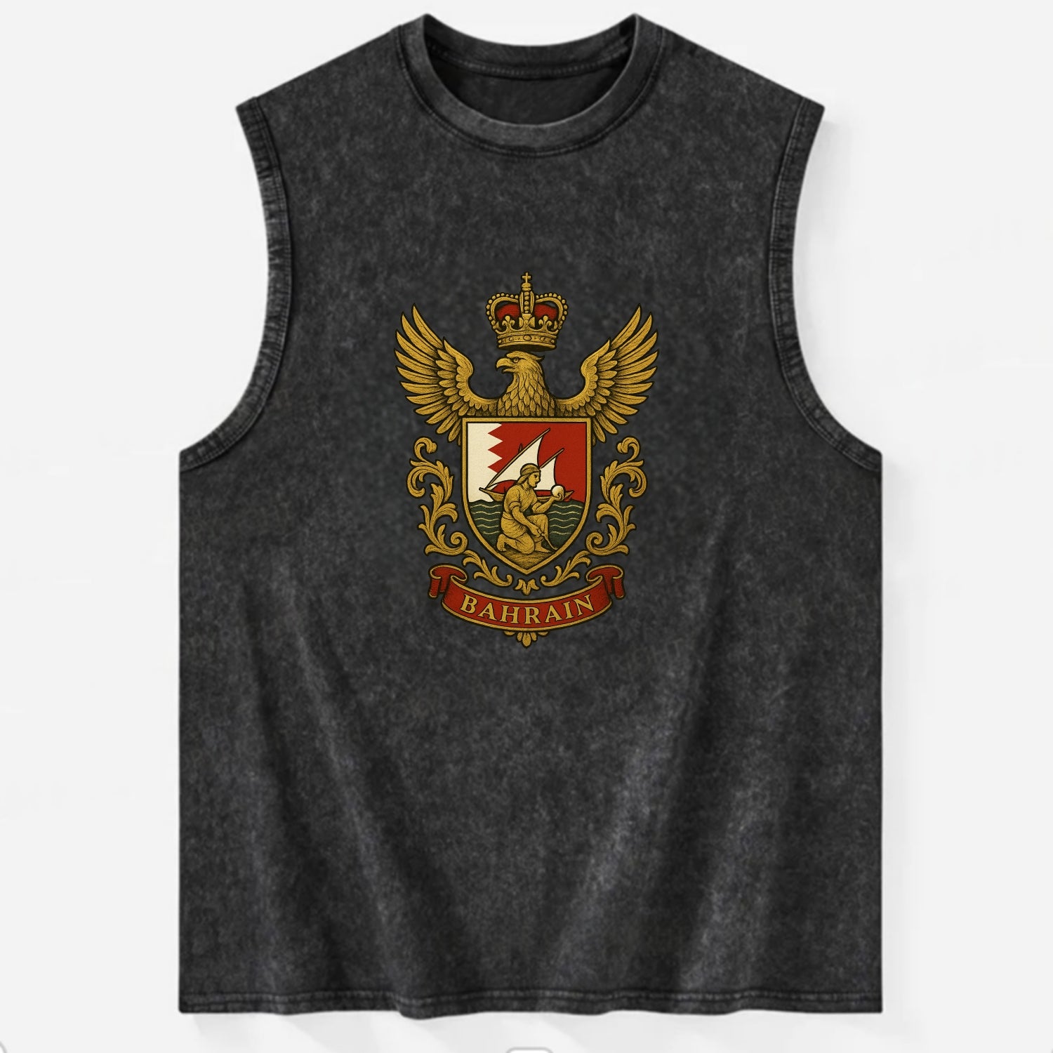 Bahrain Heritage Badge  - Vintage Washed Tank - Black