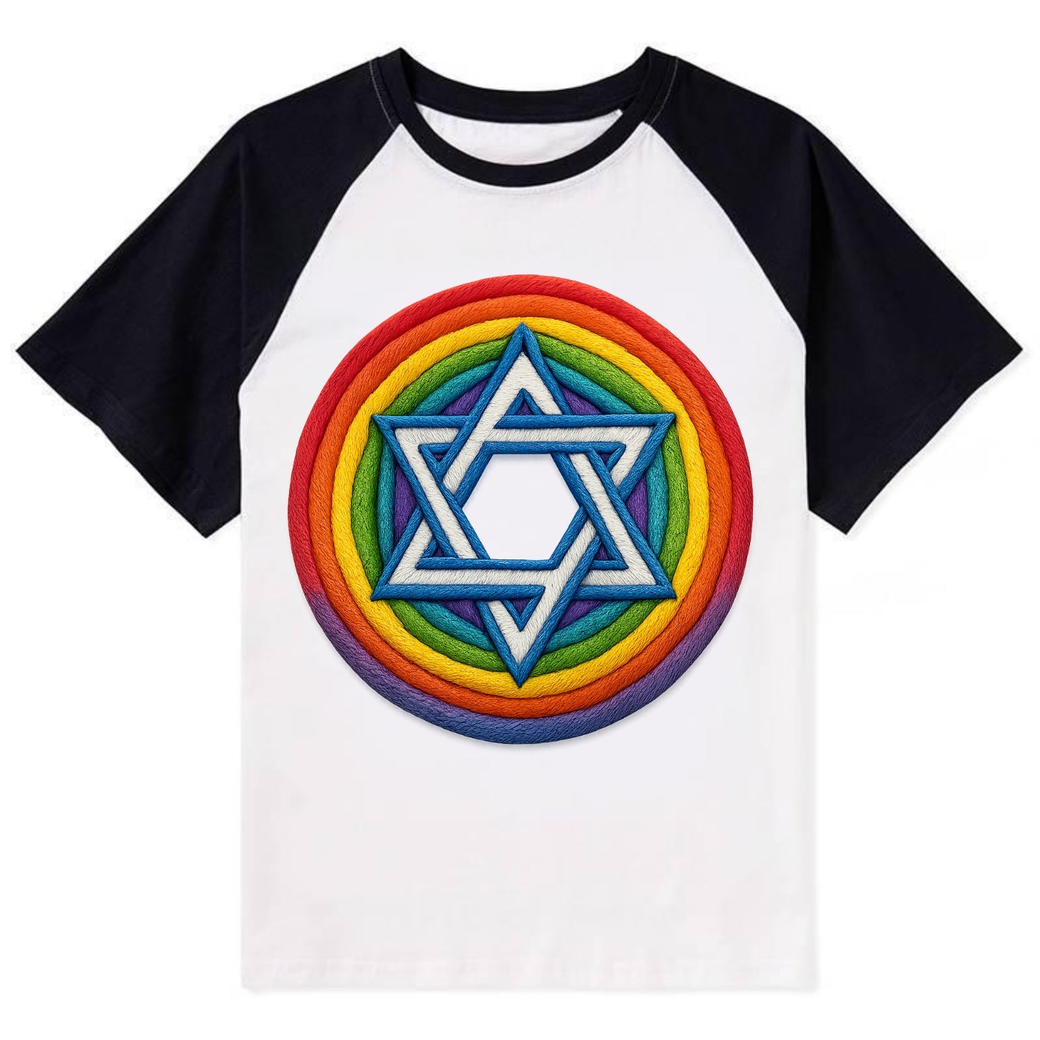 Star of David  - Contrast Raglan T-shirt - Black