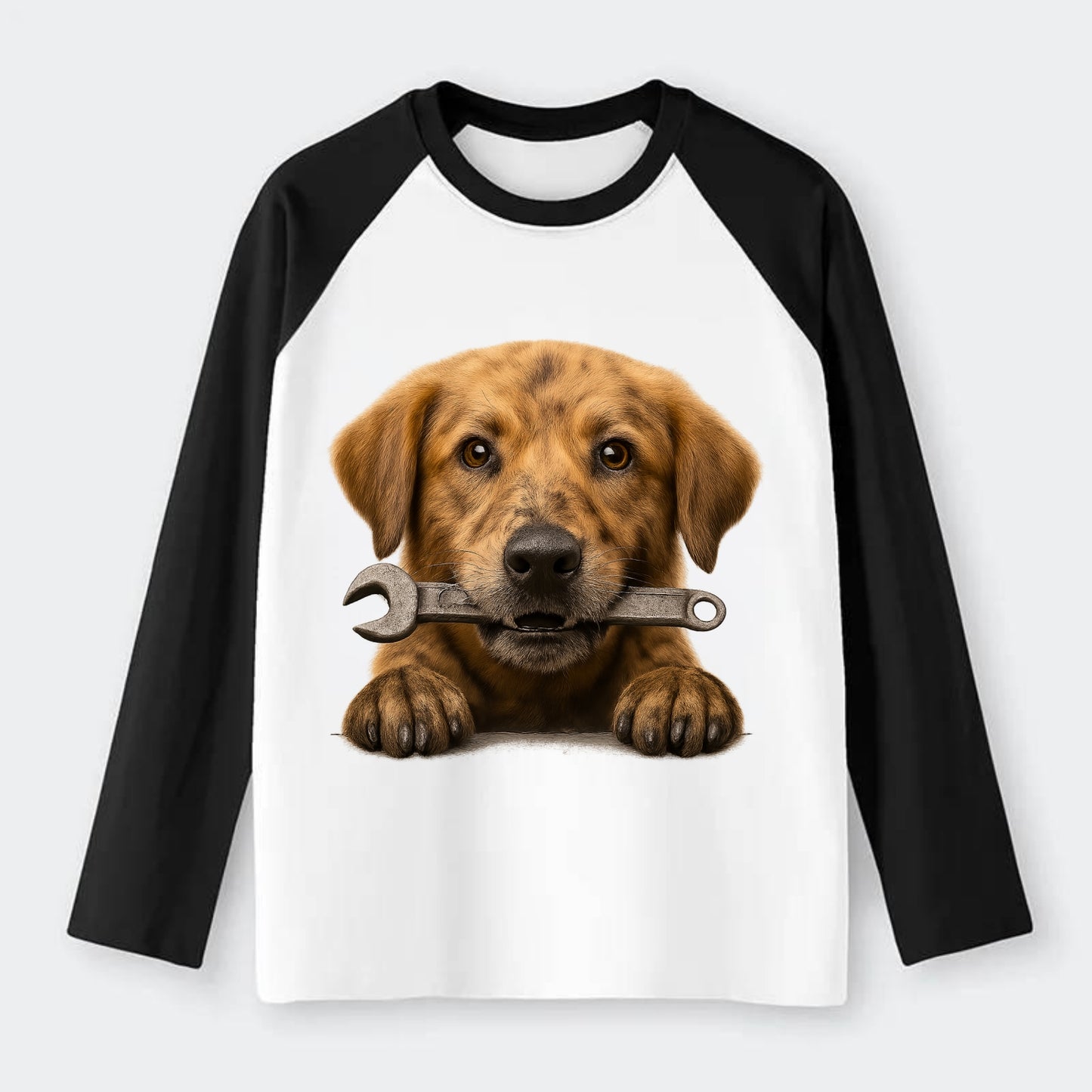 Mechanic Dog  - Raglan Long Sleeve T-Shirt - Black