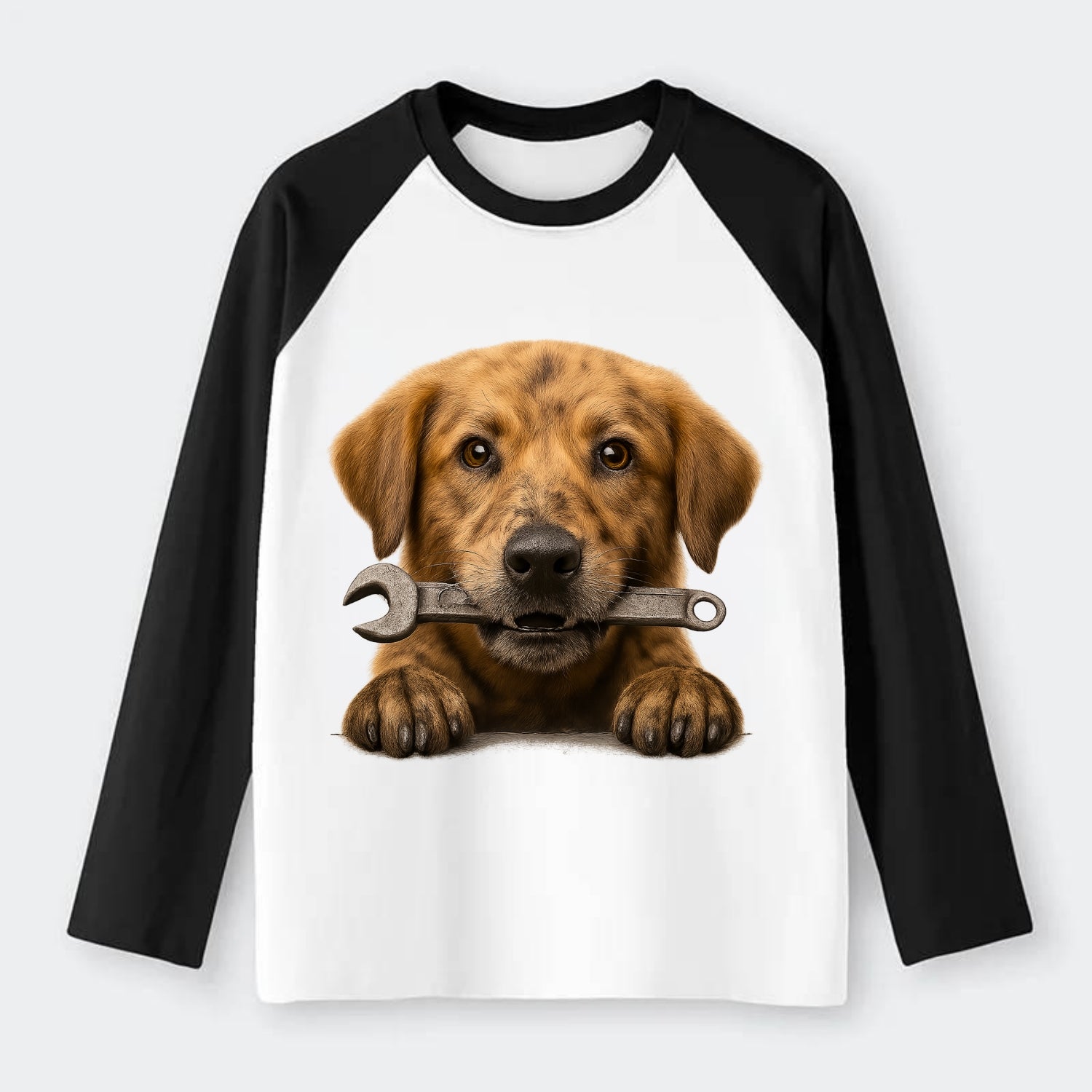 Mechanic Dog  - Raglan Long Sleeve T-Shirt - Black