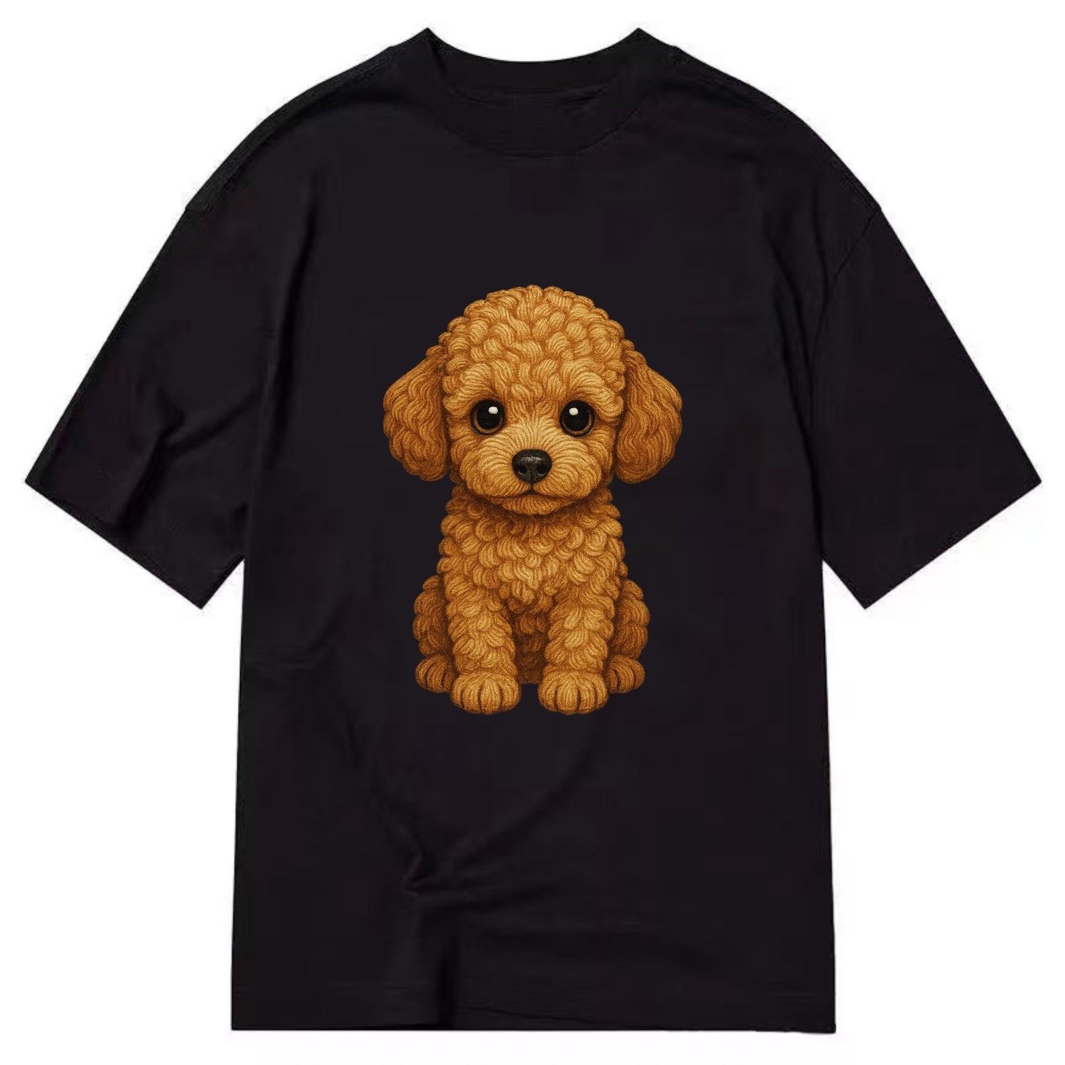 Baby Poodle Puppy - curly fluffy coat, intelligent eyes, elegant snout, - Classic T-shirt - Black