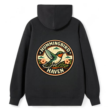 Hummingbird Sanctuary Emblem - Classic Pullover Hoodie - Black