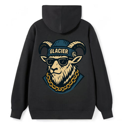 Glacier Mountain Goat - Classic Pullover Hoodie - Black