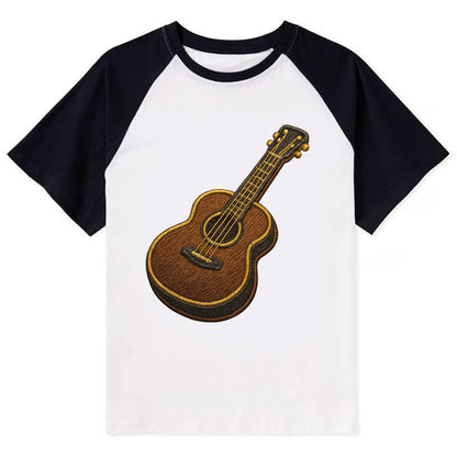 Vintage Guitar  - Contrast Raglan T-shirt - Black