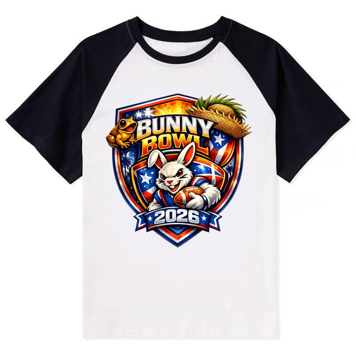 Bunny Bowl 2026 - Contrast Raglan T-shirt - Black