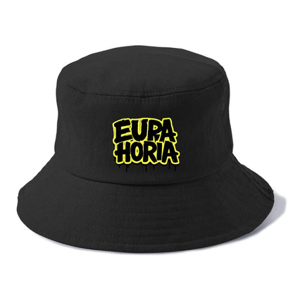 Bold typography design - "EUPHORIA" - intense happiness, ecstasy - Bucket Hat - Black