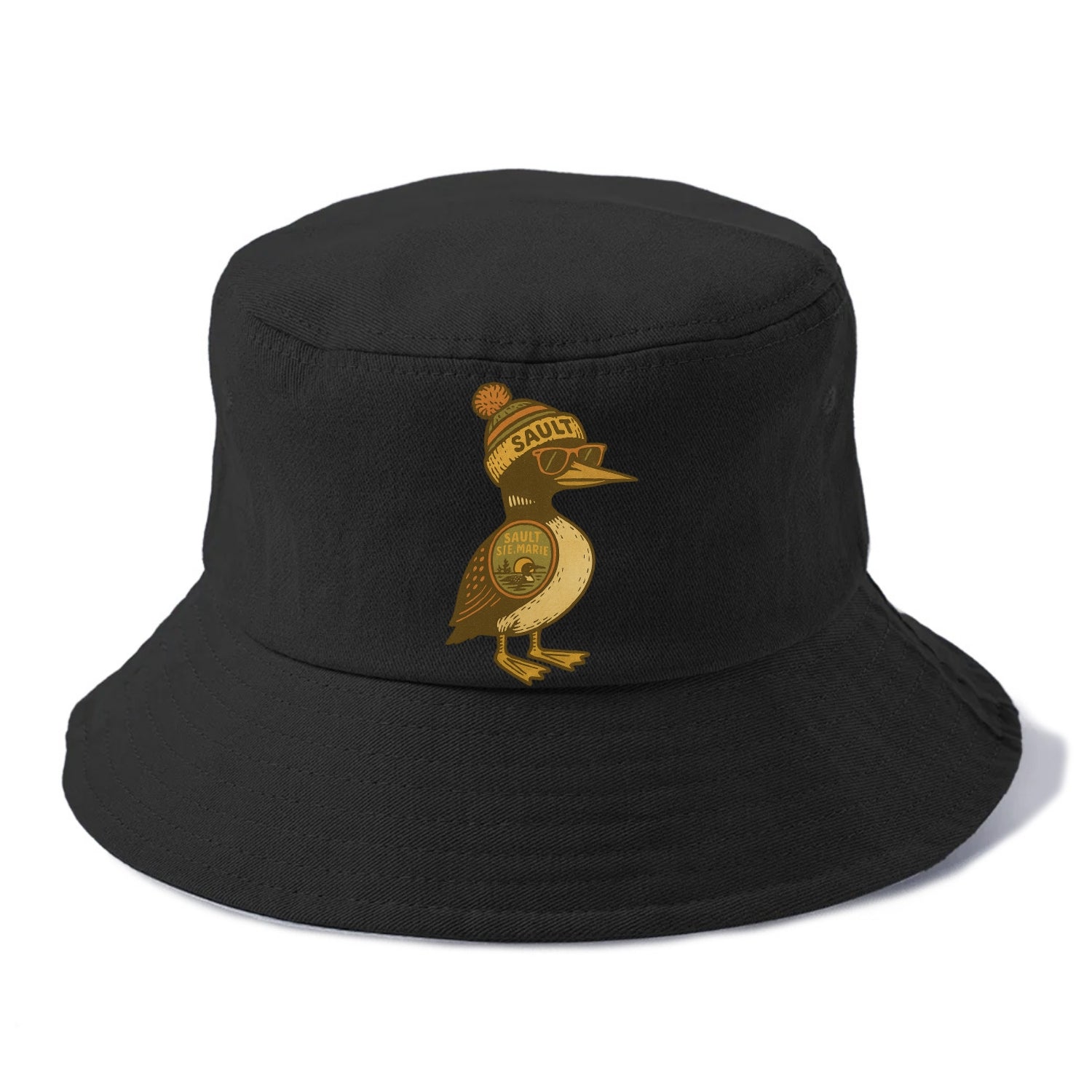 Sault Ste Marie Loon wearing Sault beani - Bucket Hat - Black