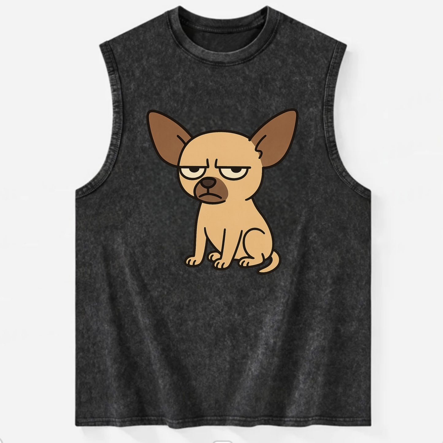 The Chihuahua Judging Silently - Vintage Washed Tank - Black