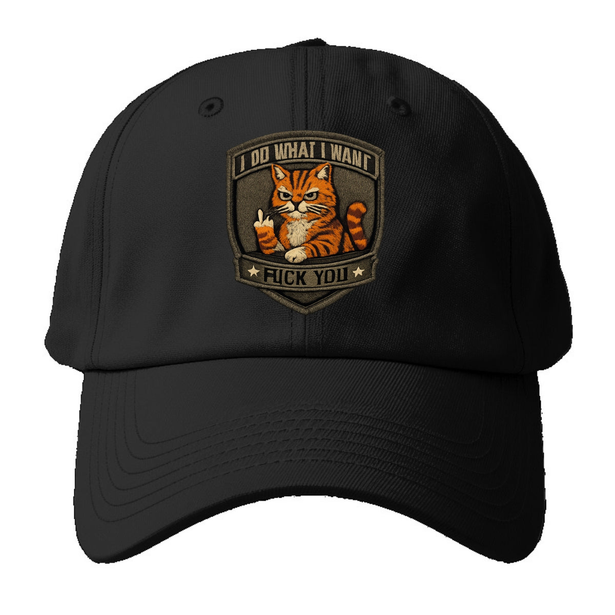 I DO WHAT I WANT CAT - sassy cat in orange , feline attitude - Baseball Cap For Big Heads - Black