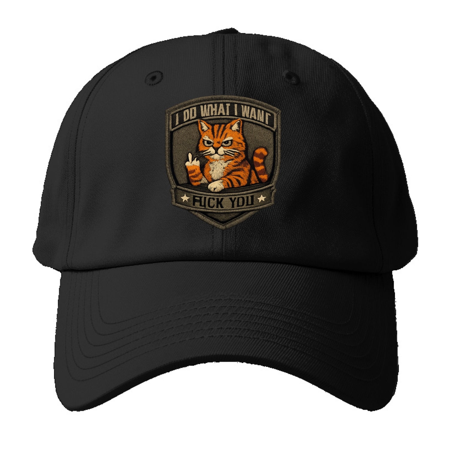 I DO WHAT I WANT CAT - sassy cat in orange , feline attitude - Baseball Cap For Big Heads - Black