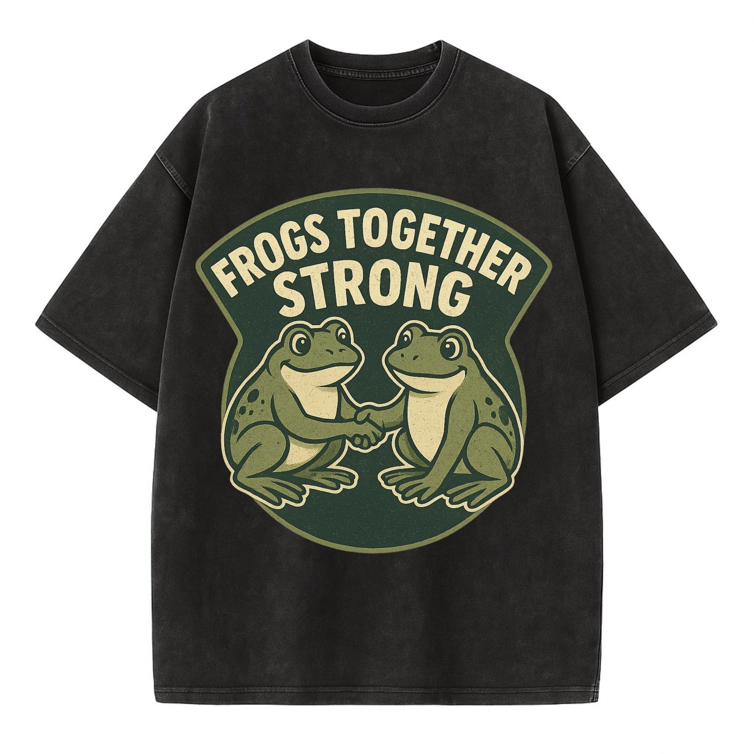 Frogs Together Strong 3 - Vintage T-shirt - Black