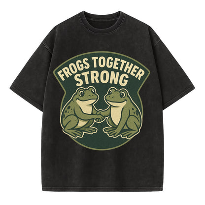Frogs Together Strong 3 - Vintage T-shirt - Black