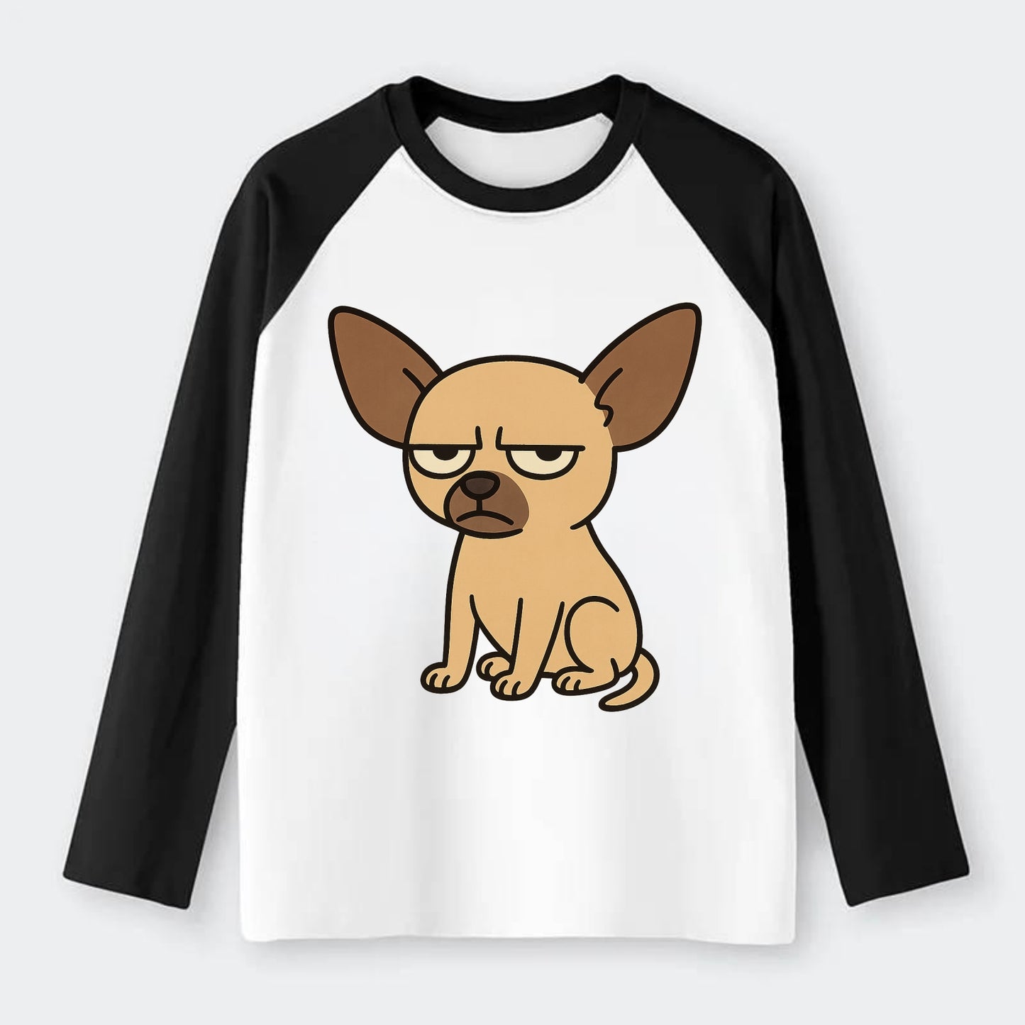 The Chihuahua Judging Silently - Raglan Long Sleeve T-Shirt - Black