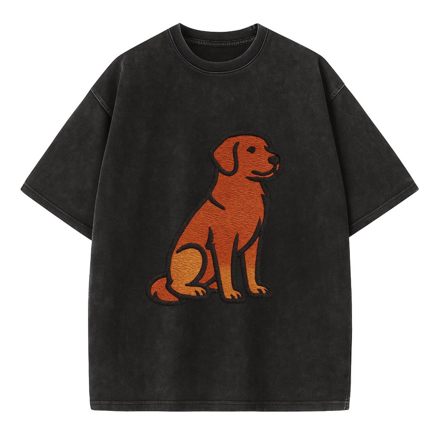 Nova Scotia Duck Tolling Retriever - Red embroidered pose - Vintage T-shirt - Black