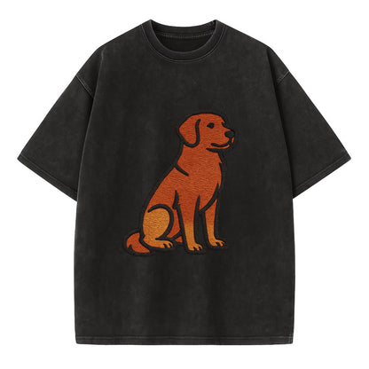 Nova Scotia Duck Tolling Retriever - Red embroidered pose - Vintage T-shirt - Black