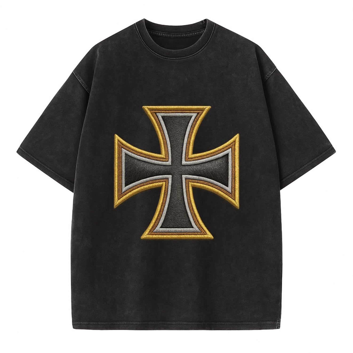 Teutonic Cross  - Vintage T-shirt - Black