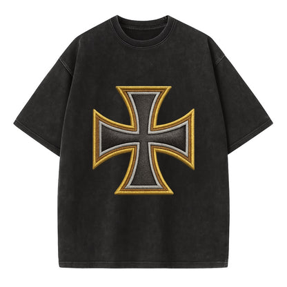 Teutonic Cross  - Vintage T-shirt - Black