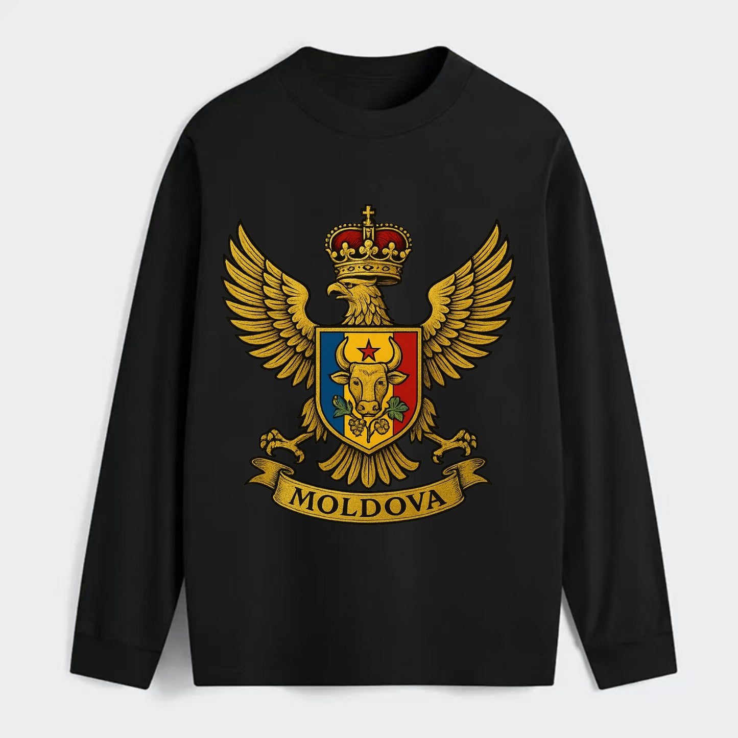 Moldova Heritage Badge - Classic Long Sleeve Shirt - Black