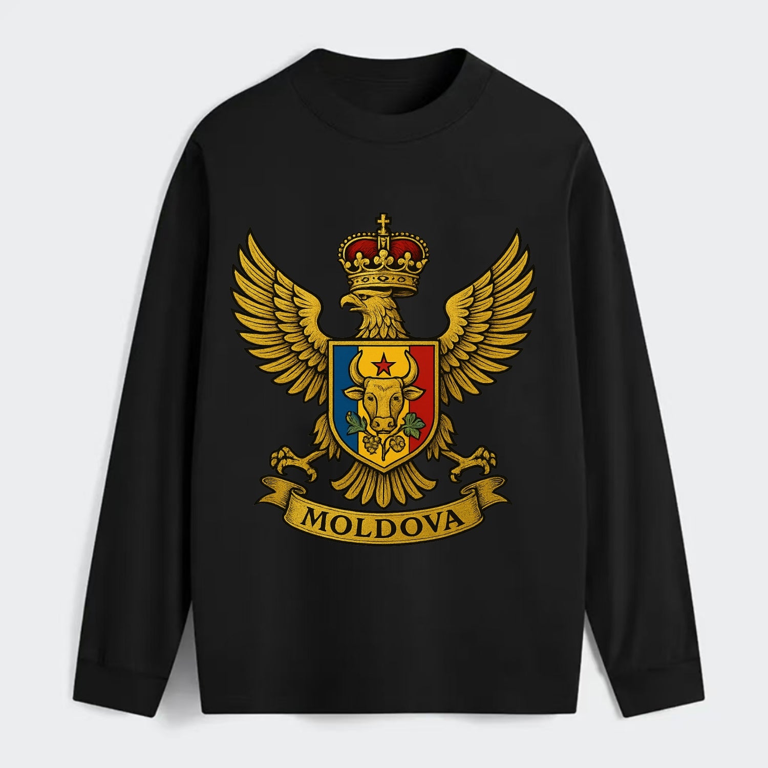 Moldova Heritage Badge - Classic Long Sleeve Shirt - Black