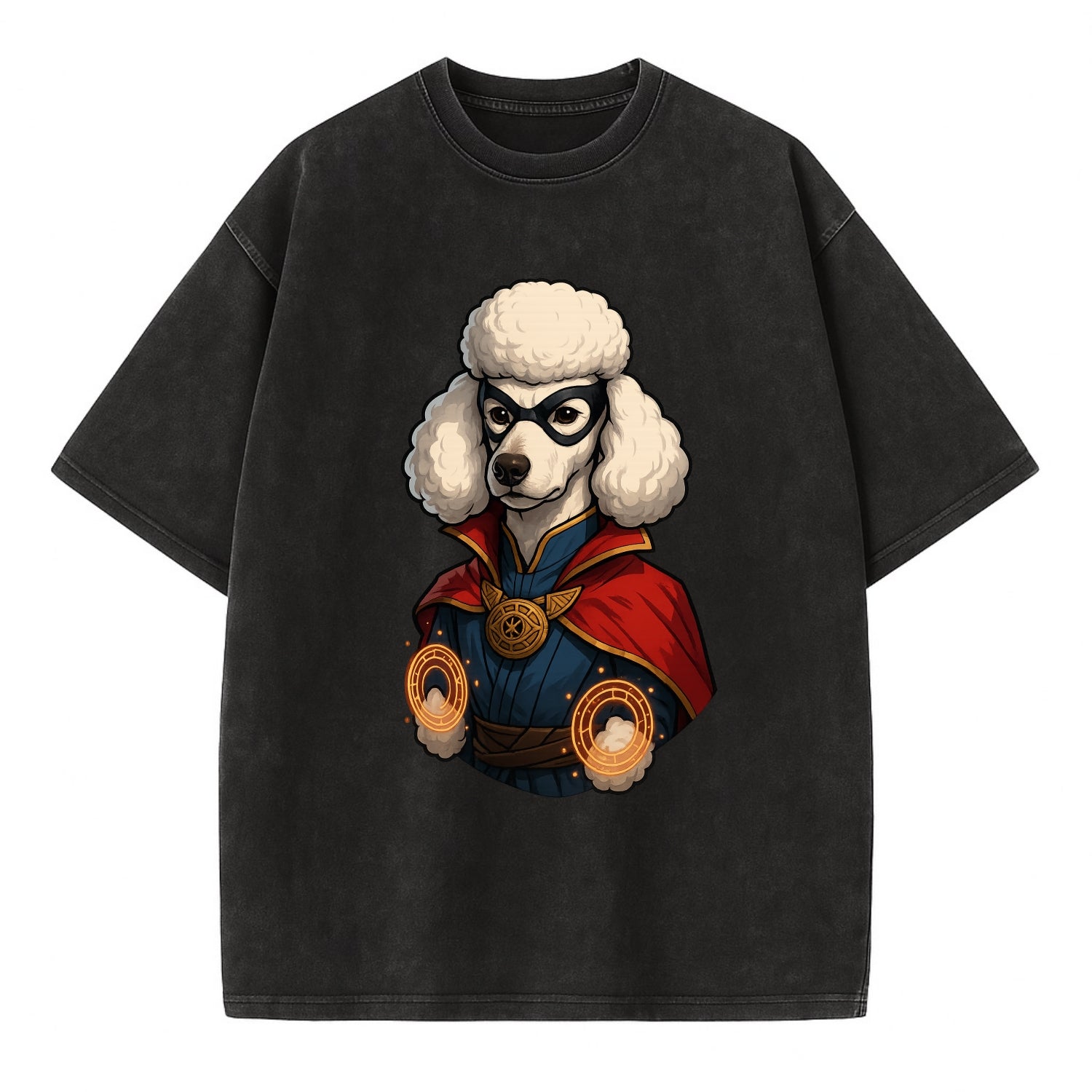 Poodle Doctor Strange  - Vintage T-shirt - Black