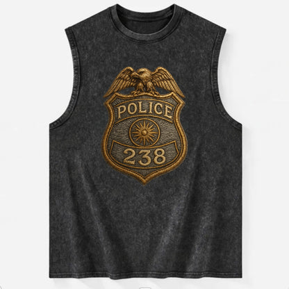 Police Badge  - Vintage Washed Tank - Black