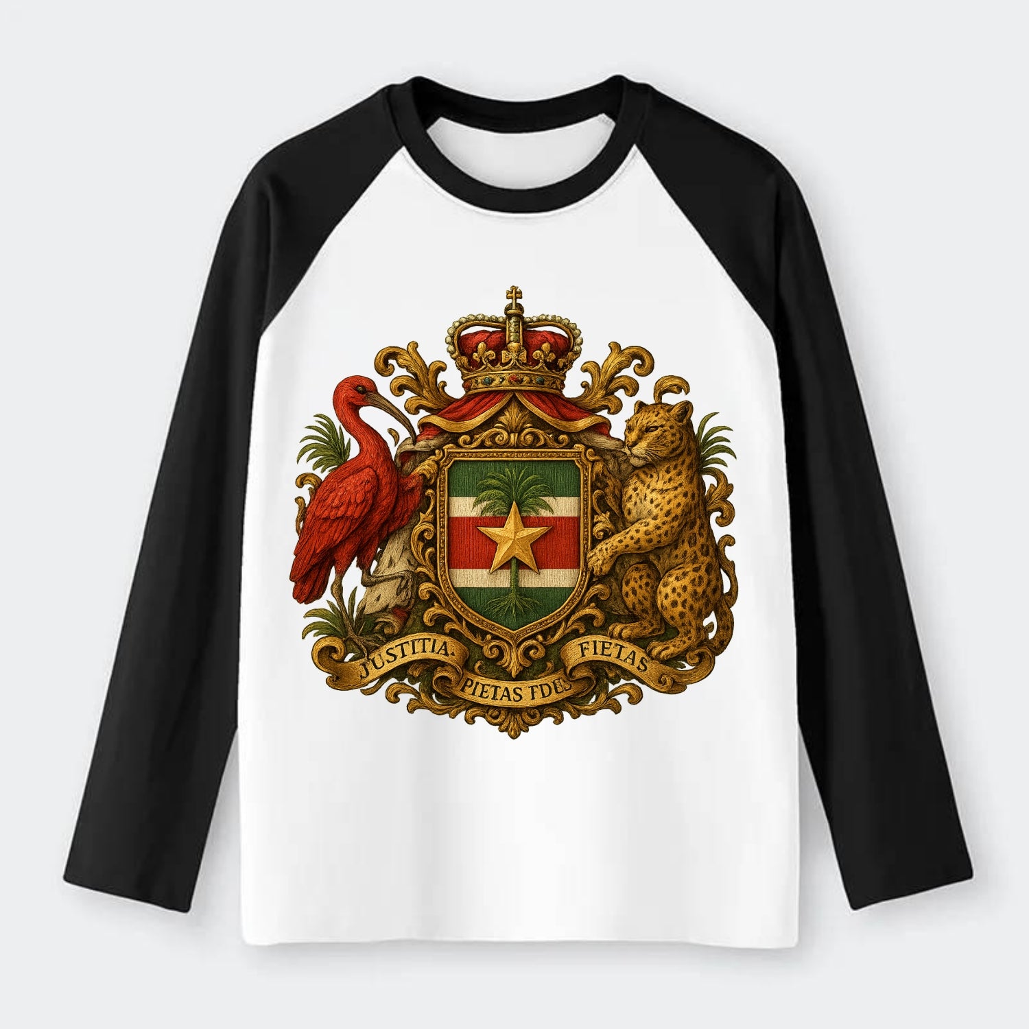 Suriname Star Emblem  - Raglan Long Sleeve T-Shirt - Black