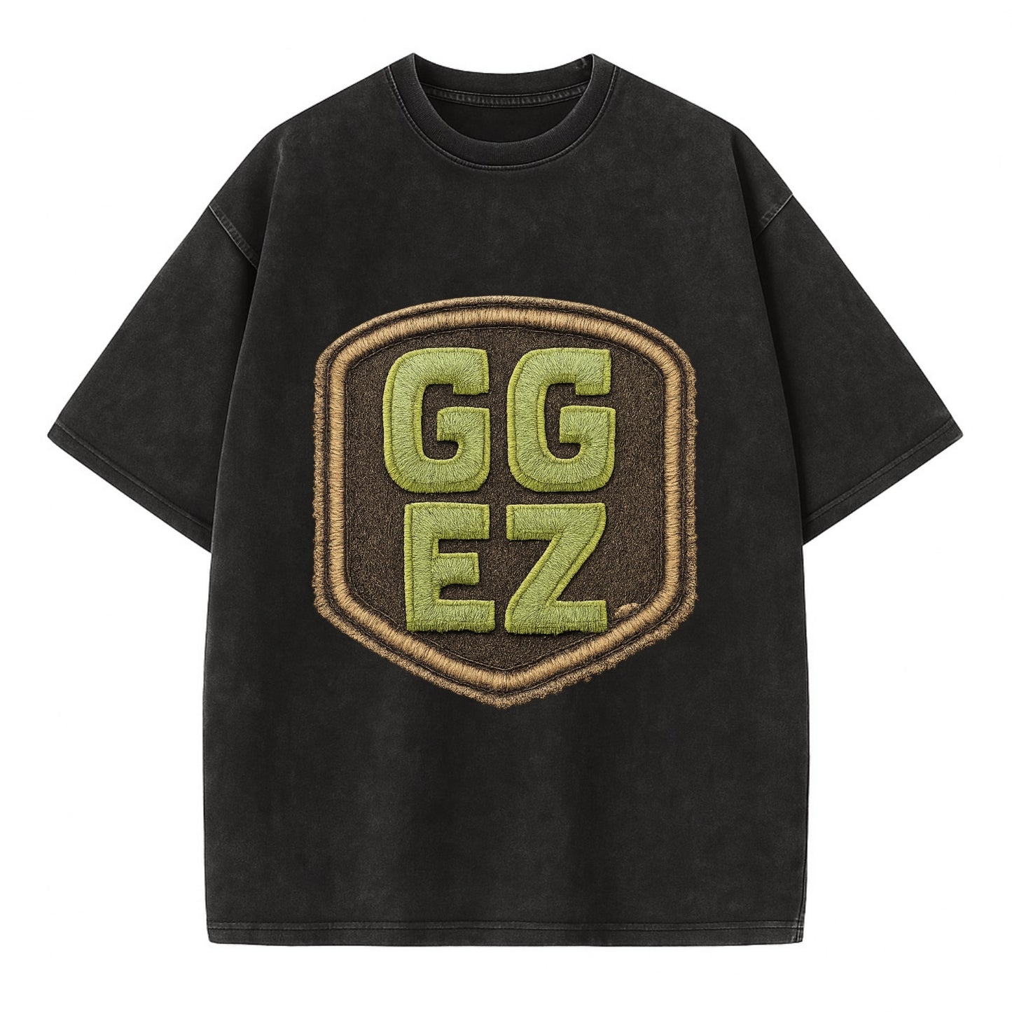 GG EZ - victory text in neon green , easy win - Vintage T-shirt - Black