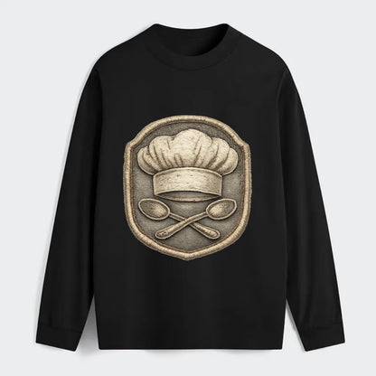 COOKING CHEF HAT - toque blanche with crossed spoons in white and - Classic Long Sleeve Shirt - Black