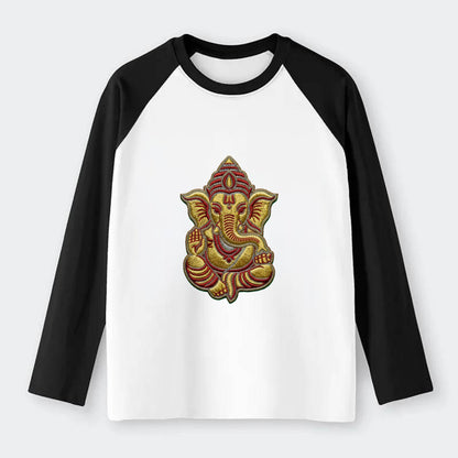 Ganesh - Raglan Long Sleeve T-Shirt - Black