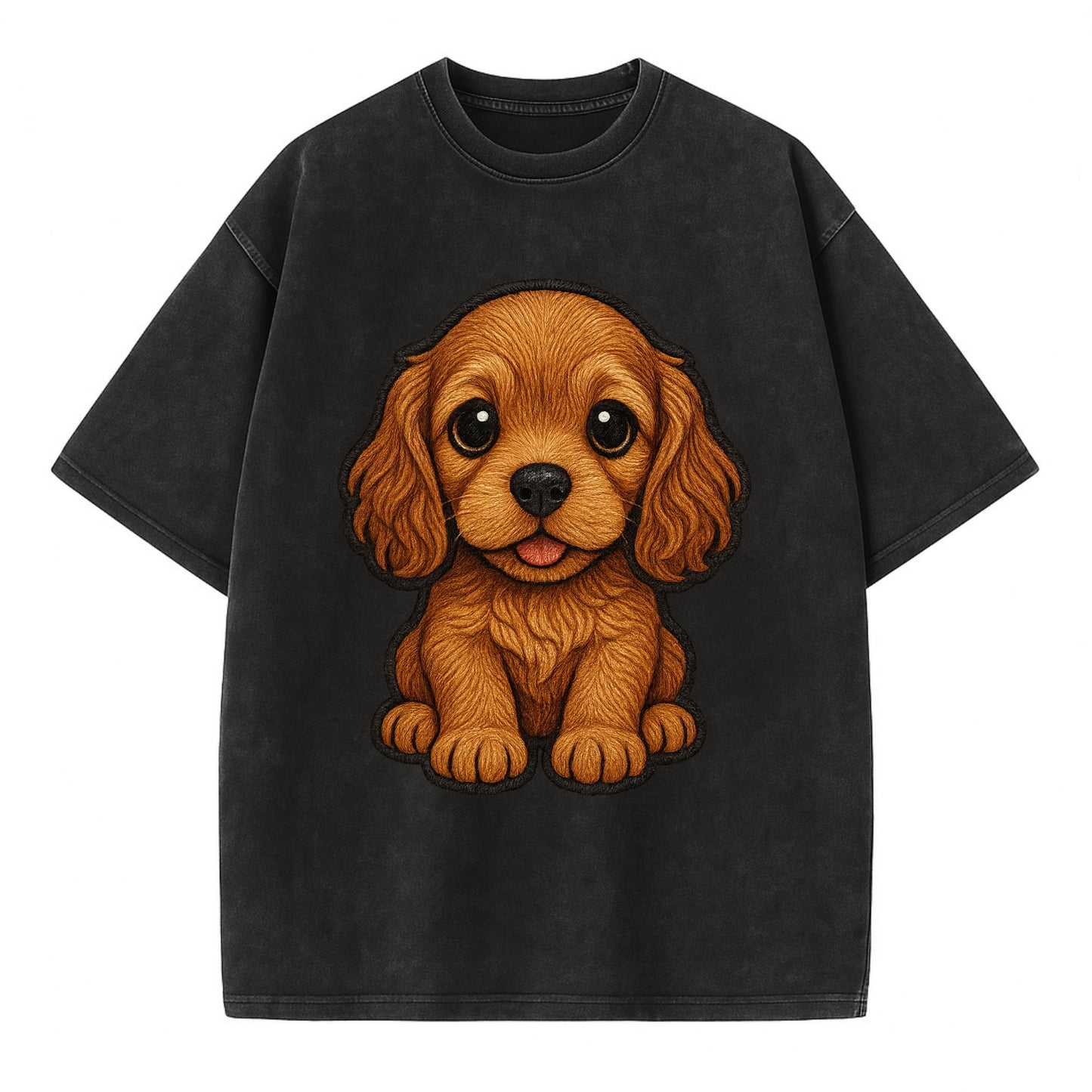 Baby Cocker Spaniel Puppy - long wavy ears, soulful eyes, silky coat, - Vintage T-shirt - Black