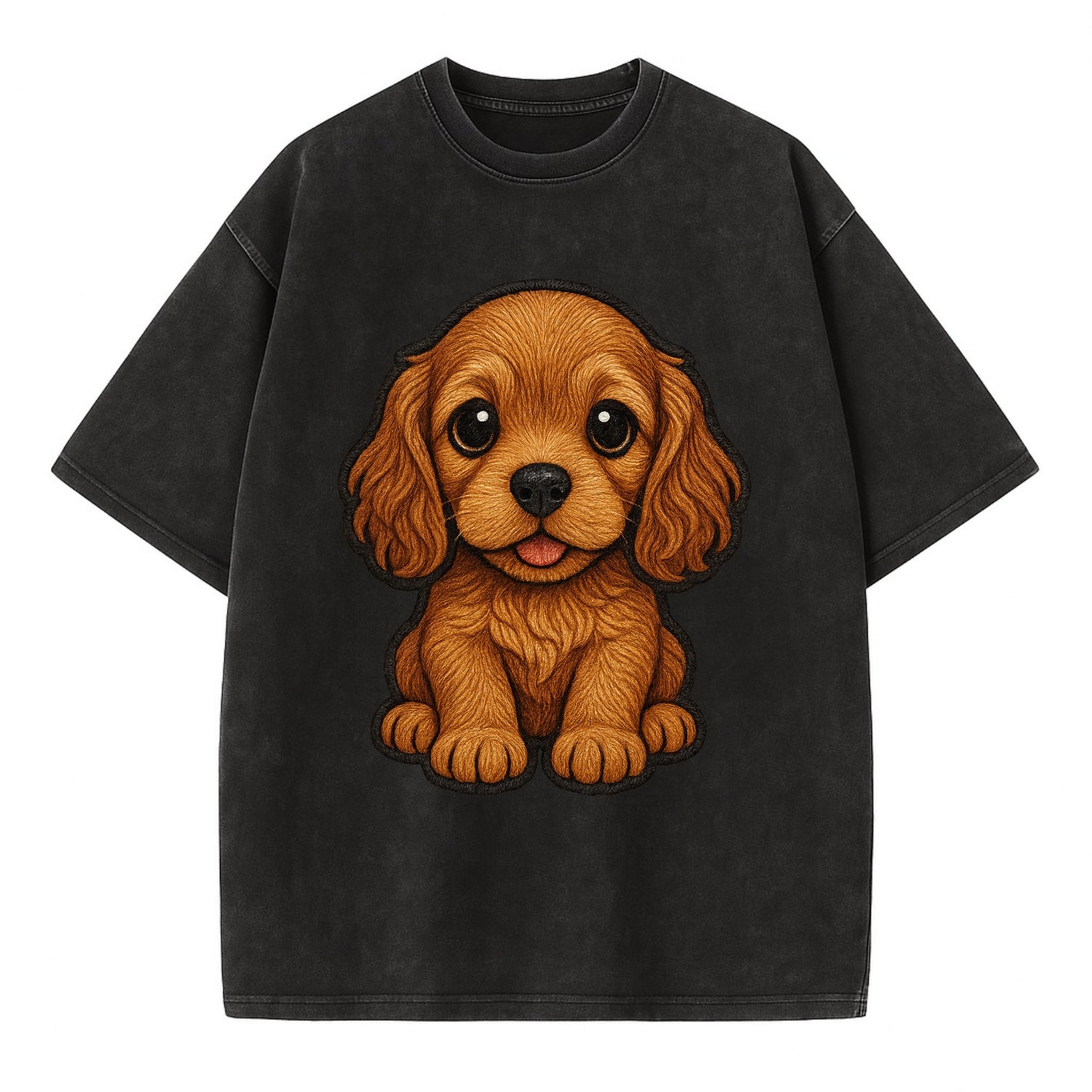 Baby Cocker Spaniel Puppy - long wavy ears, soulful eyes, silky coat, - Vintage T-shirt - Black