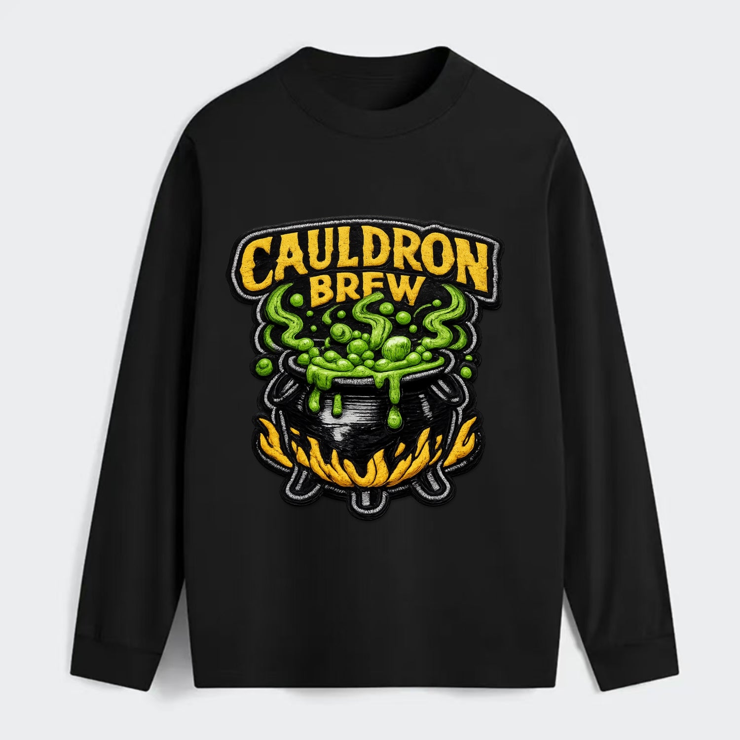 CAULDRON BREW - bubbling pot in black and green , witch craft - Classic Long Sleeve Shirt - Black