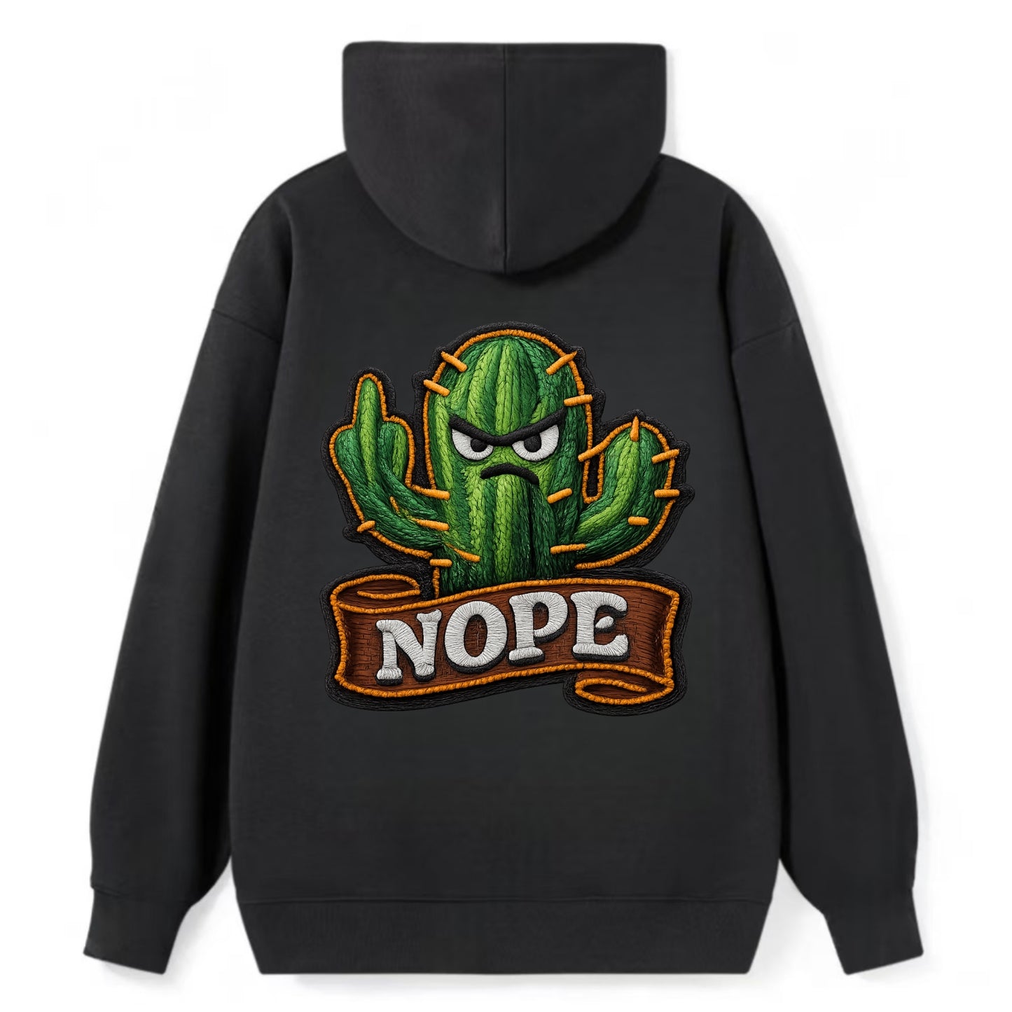 NOPE CACTUS - cactus with attitude in green , prickly personality - Classic Pullover Hoodie - Black
