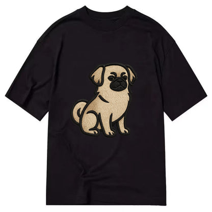 Tibetan Spaniel - Fawn small dog embroid - Classic T-shirt - Black