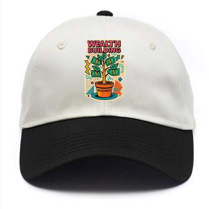 Money tree growing from investment pot - financial independence journey, wealth - Two Tone Cap - Black