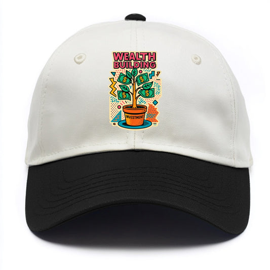 Money tree growing from investment pot - financial independence journey, wealth - Two Tone Cap - Black