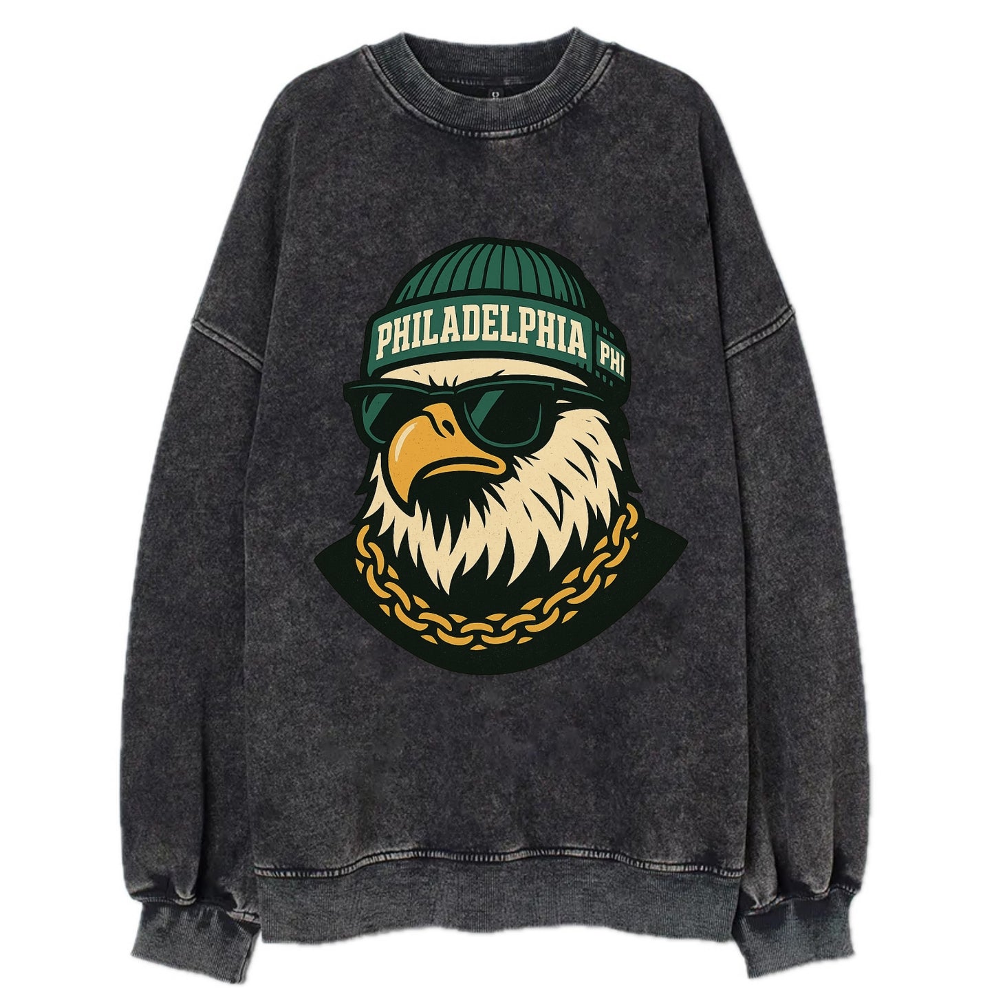 "eagle" "philadelphia" "phi" "green" "us East" - Vintage Sweatshirt - Black